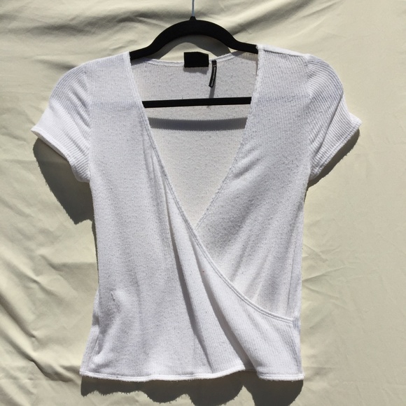 Urban Outfitters Tops - White Short Sleeve Ribbed Crop Top Urban Outfitters Tops - White Short Sleeve Ribbed Crop Top